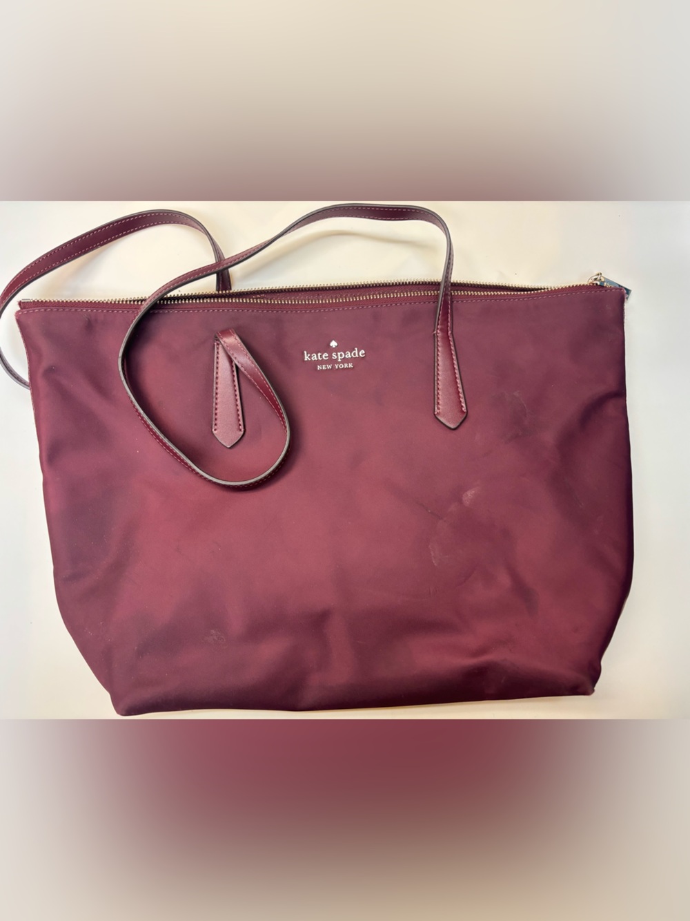 KATE SPADE NEW YORK WATSON LANE MAYA NYLON TOTE BAG - BURGUNDY PLUM